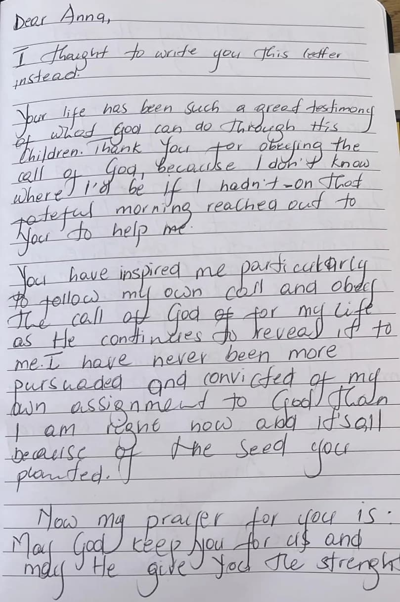 A Handwritten Letter to Anna